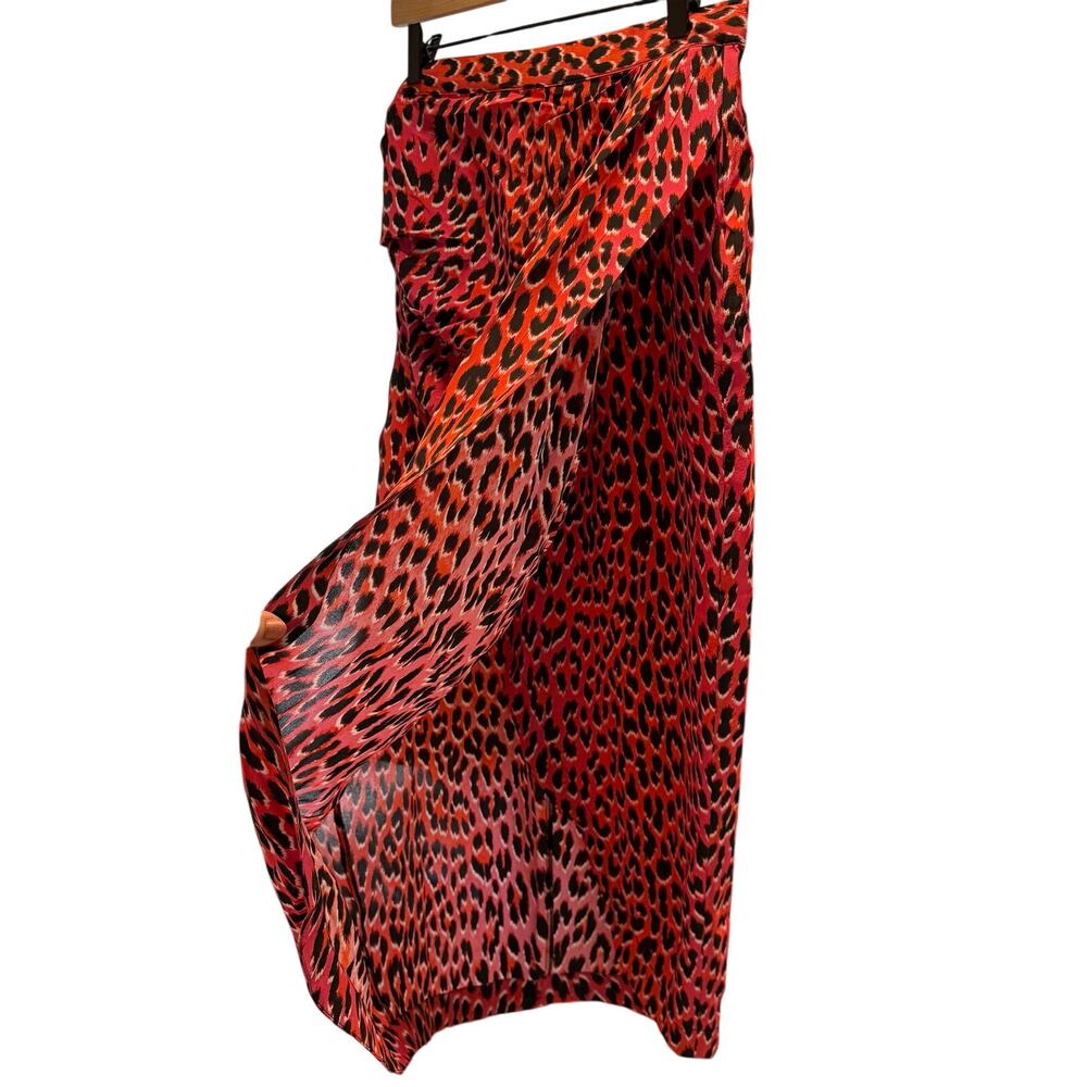 Zadig & Voltaire Skirt 100% Silk Pink Leopard Print Size 42 10 Large NWT - Picture 5 of 11